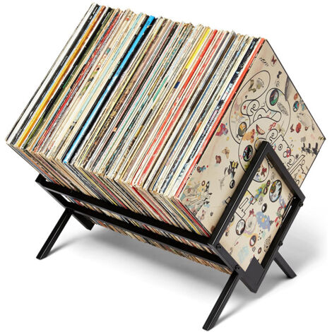 Étagère de rangement pour vinyles, boîte de rangement métallique, présentoir polyvalent avec coussin de protection pour vinyles