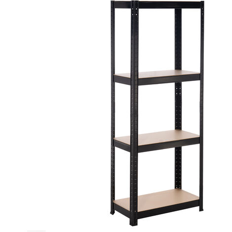Étagère de rangement réglable 4 niveaux 60x30x148 cm – Acier noir – Charge lourde 240 kg – MDF résistant – Installation facile – Catter House