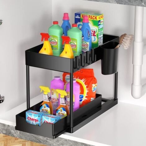 Étagère de Rangement sous Évier 2 Niveaux Organisateur sous Évier de Cuisine, Étagère à Épices Support de Rangement