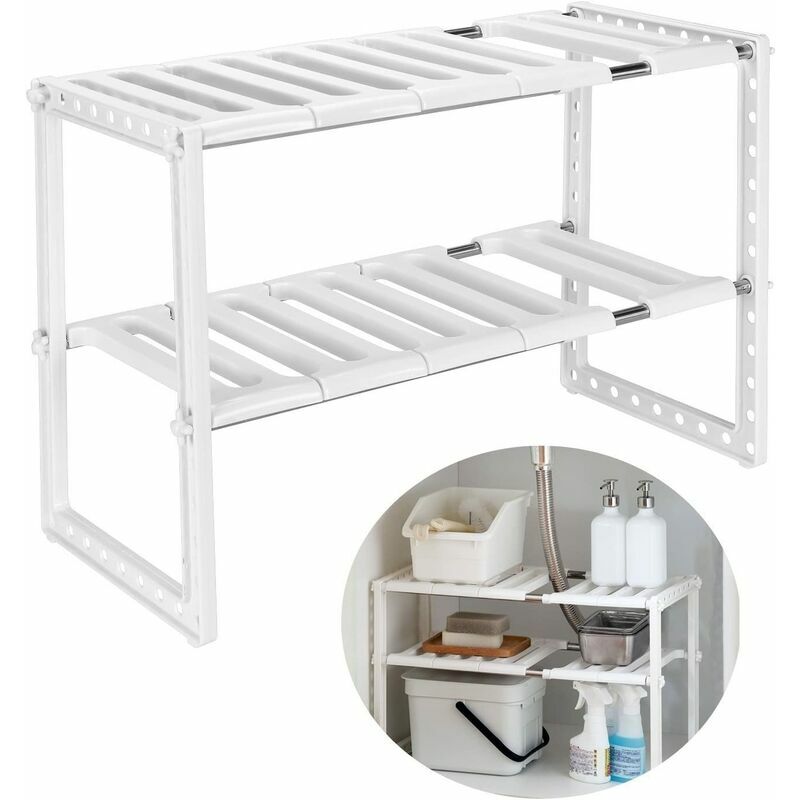Hello Kitty Bain - Etagere de Rangement sous Evier Rack Extensible Organisateur pour Cuisine Salle de Bain Chambre Salon Longueur Reglable