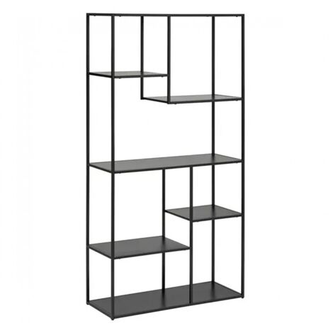 Étagère de rangement style industriel 6 niveaux en métal noir - Longueur 90 x Profondeur 35 x Hauteur 180 cm
