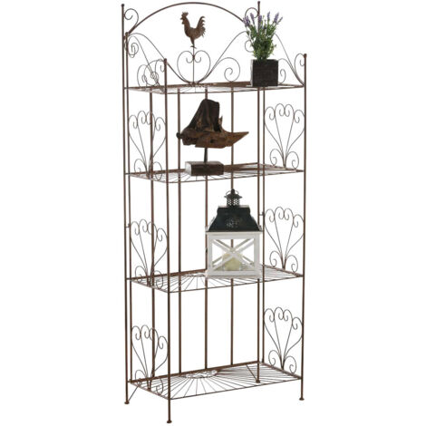 Etagère de rangement support plantes meuble pour terrasse balon salon en métal marron vieilli 100003983