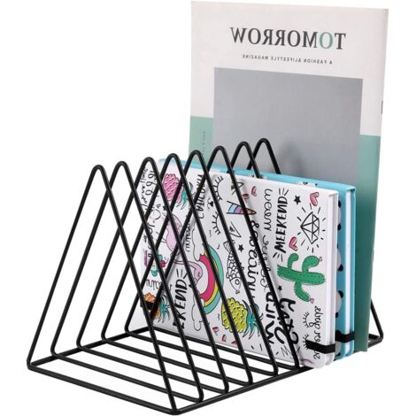 Étagère de rangement triangulaire de bureau, style bibliothèque, porte-revues/journaux en cuivre, noir (1 pièce)