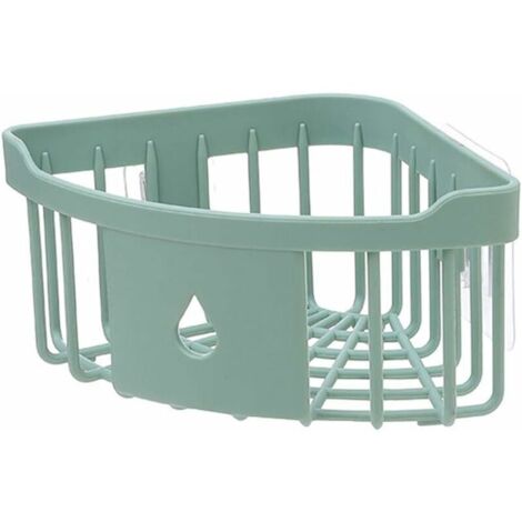 Étagère de rangement triangulaire en plastique pour cuisine et salle de bain, étagère d'angle pour douche, panier mural avec ventouse, vert