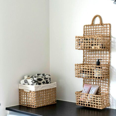 Etagère de rangement verticale en fibres naturelles, 3 paniers TALLINN