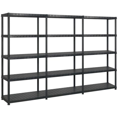 Étagère de rangement,Bibliothèque Déco,Stockage 5 niveaux Noir 274,5x45,7x185 cm Plastique - DH70389
