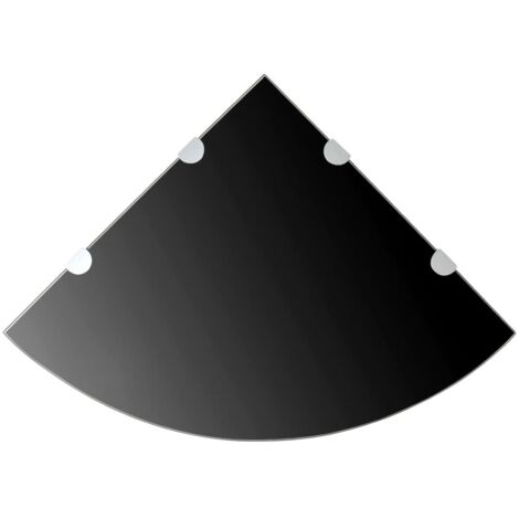 Étagère de Rangement,Étagère de coin avec supports chromés Verre Noir 45 x 45 cm - DH89343