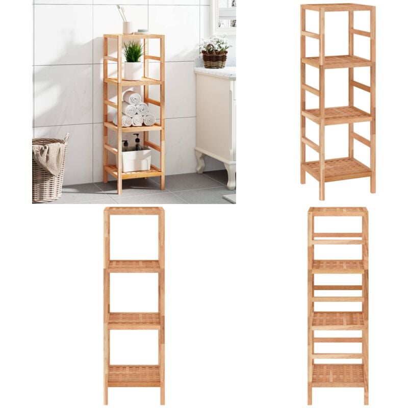 Tagère de salle de bain 35,5x35,5x112,5cm Bois massif de noyer - Étagère Salle De Bain - Bibliothèque Murale - Rangement Salle De Bain - Étagère Bois