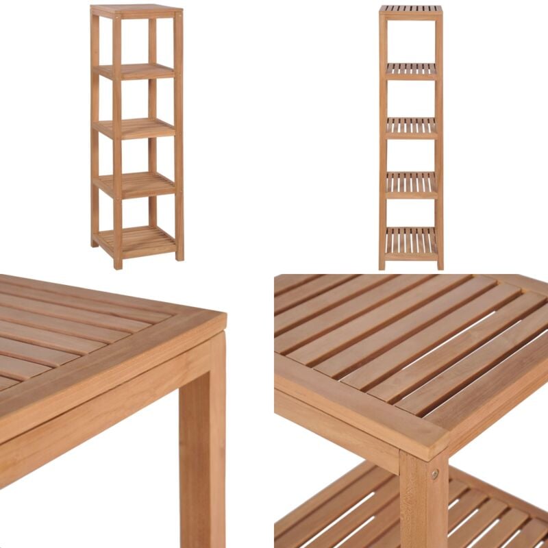 Support de rangement de bain 4 niveaux teck massif 42x42x165 cm - Bibliothèque - Étagère - Meuble Salle De Bain - Rangement - Teck Massif - Home &
