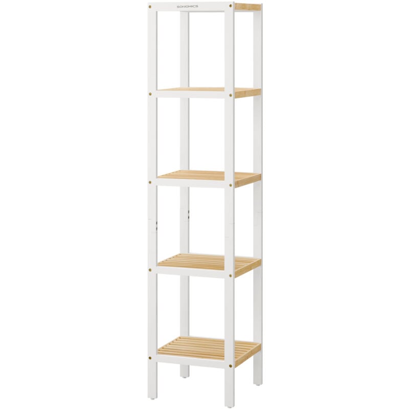 Songmics - tagère de Salle de Bain à 5 Niveaux en Bambou, Étagère de Rangement, Multifonctionnelle, Étagère d'angle, pour Cuisine, Salon, Chambre,