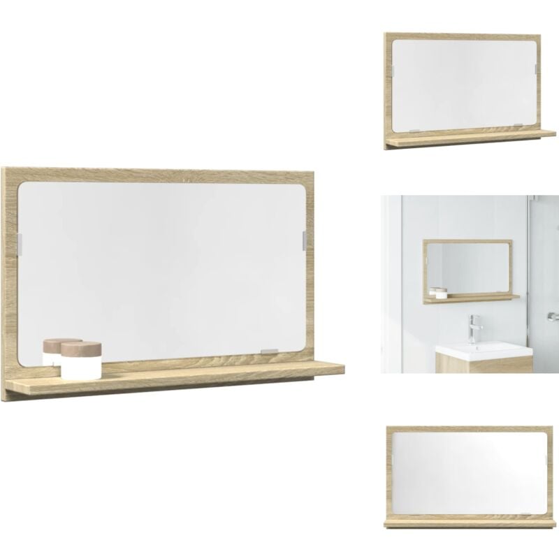 Tagère de salle de bain à miroir chêne sonoma bois ingénierie - Étagère De Salle De Bain Avec Miroir - Étagères De Salle De Bain Avec Miroir - Meuble