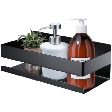 Étagère de salle de bain adhésive, organisateur de douche, panier de douche en acier inoxydable, porte-shampoing noir