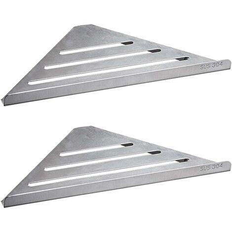 AAMUNPA tagre de Salle de Bain Angle Etagere Douche INOX Tablette Salle de Bain Auto-Adhesive sans percage antirouille pour Cuisine de Salle de Bain-2 Paquets