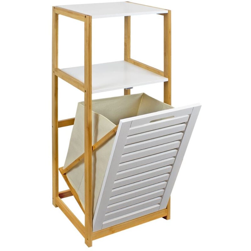 Etagère de salle de bain BANYDEA en bambou avec panier à linge