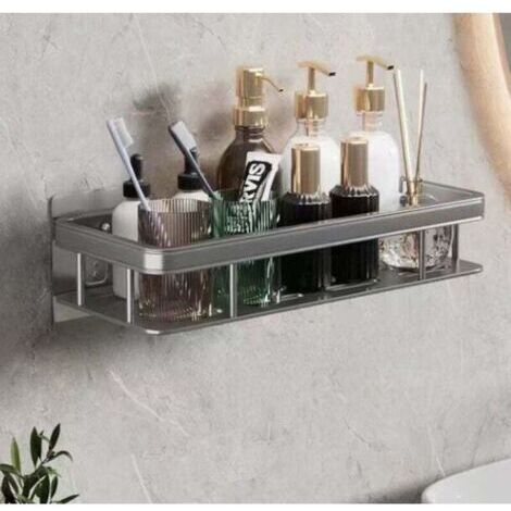 Étagère de salle de bain carrée grise sans perçage, résistante à la corrosion et ne rouille pas, 30135.5 cm
