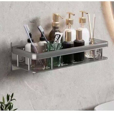 Étagère de salle de bain carrée grise sans perçage, résistante à la corrosion et ne rouille pas, 30135.5 cm