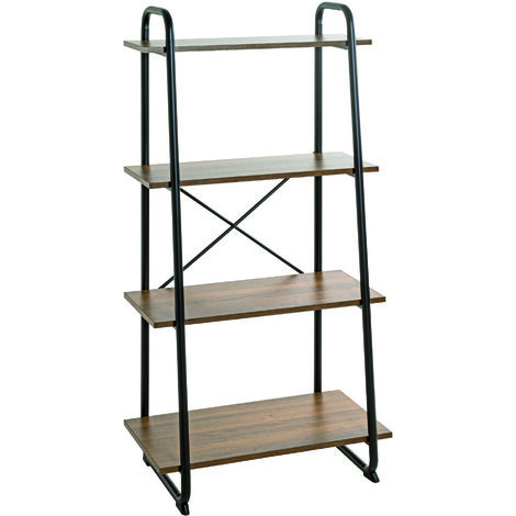 Etagère de salle de bain coloris noir-chêne - Longueur 60 x Profondeur 36 x Hauteur 128 cm
