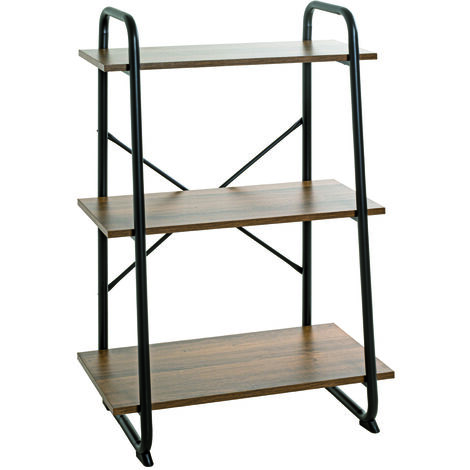 Etagère de salle de bain coloris noir-chêne - Longueur 60 x Profondeur 36 x Hauteur 93 cm