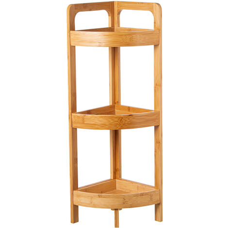 Etagère de salle de bain d'angle en bois de bambou + Dm naturel 23X23X77 Cm, assemblage requis