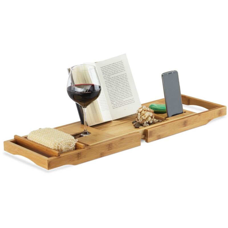 Etagere de salle de bain en bambou avec serre livres