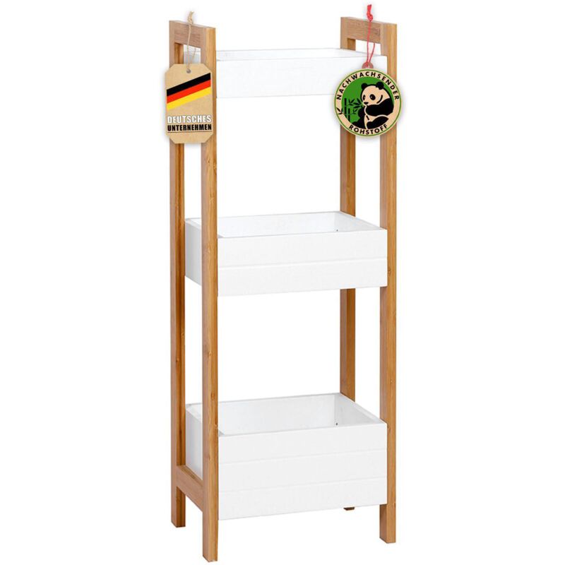 Floordirekt - tagère de salle de bain en bambou Texas Étagère à 3