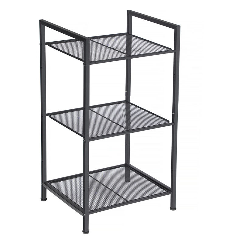 Étagère de Salle de Bain, en Métal, Rangement de Cuisine, 3 Niveaux, Étagère sur Pied, Porte-Plantes, Extensible, Grille Réglable en Hauteur, Style