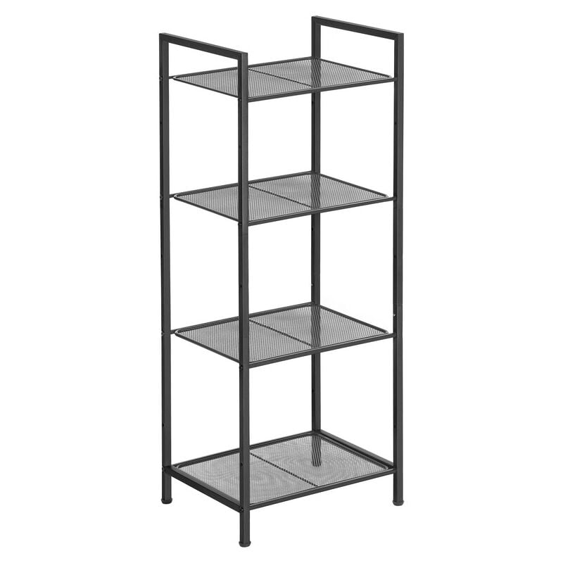 Étagère de Salle de Bain, en Métal, Rangement de Cuisine, 4 Niveaux, Étagère sur Pied, Porte-Plantes, Extensible, Grille Réglable en Hauteur, Style