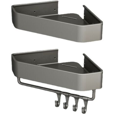Étagère de salle de bain - Étagère d'angle en aluminium sans perçage-23.5x23.7×4.5CM, 2pcs