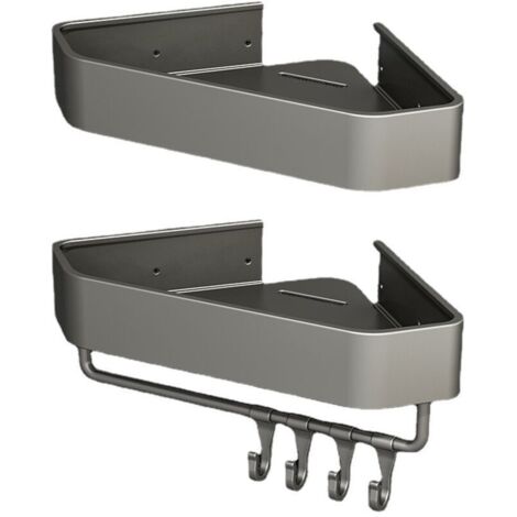 Étagère de salle de bain - Étagère d'angle en aluminium sans perçage-23.5x23.7×4.5CM, 2pcs