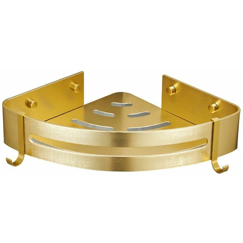 VURAHOME - Étagère de salle de bain étagère de douche organisateur support de shampoing de bain étagère d'angle adhésive murale (or)
