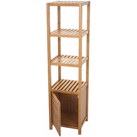 Étagère de salle de bain étagère de rangement avec porte en bambou 140x36x34cm 040001268