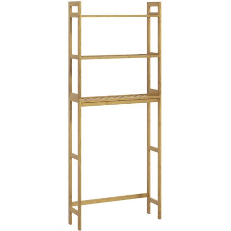 Étagère de salle de bain, étagère de toilette, 3 étagères, résistante à l'eau, 68 cm x 20 cm x 165 cm, naturelle