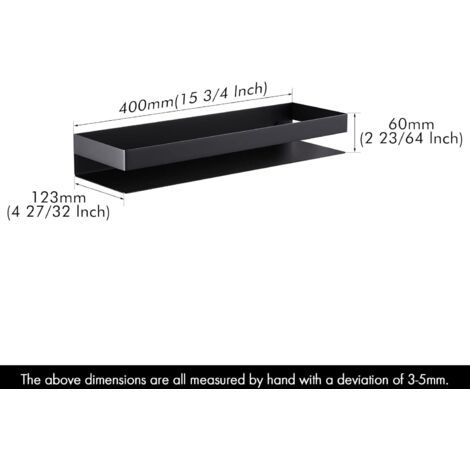 Étagère de Salle de Bain Étagère Murale Étagère Douche Acier Inoxydable Noir 40 cm