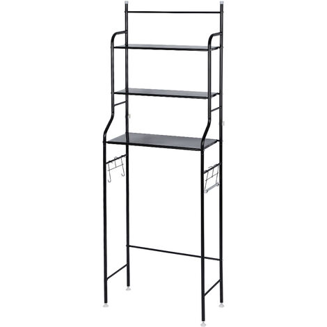 Etagère de Salle de Bain, Meuble de Rangement au-Dessus des Toilettes WC,Noir - Noir