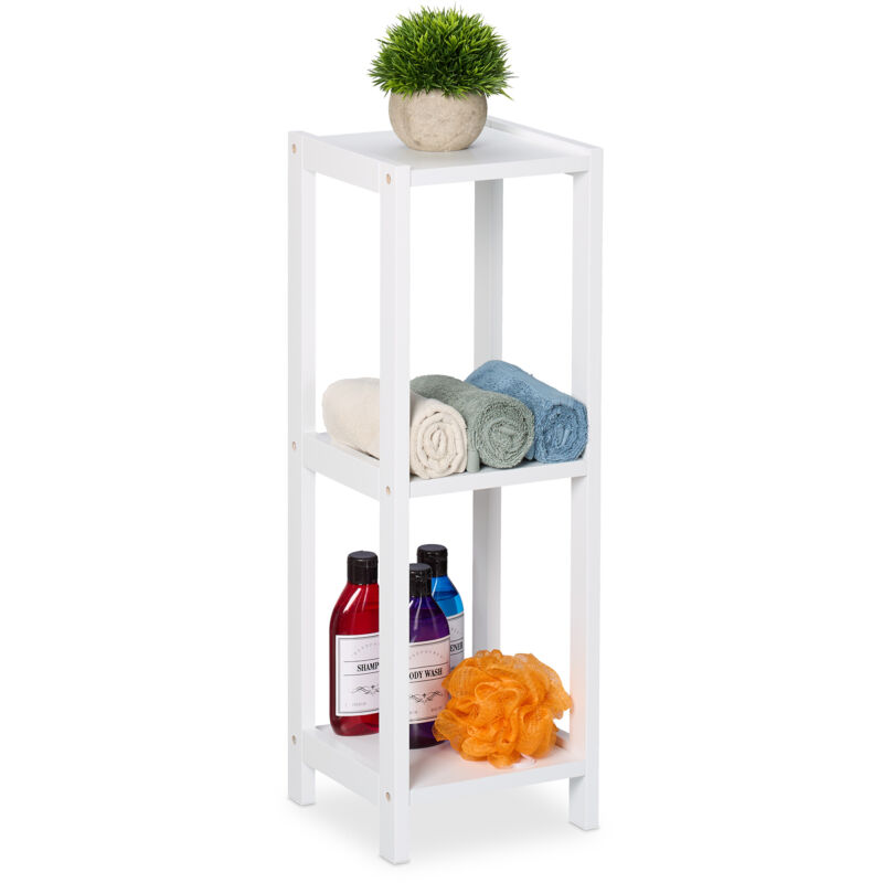 Relaxdays - tagère de salle de bain ou cuisine, mdf, 3 niveaux spacieux, h x l x p : 65 x 22 x 22 cm, blanc