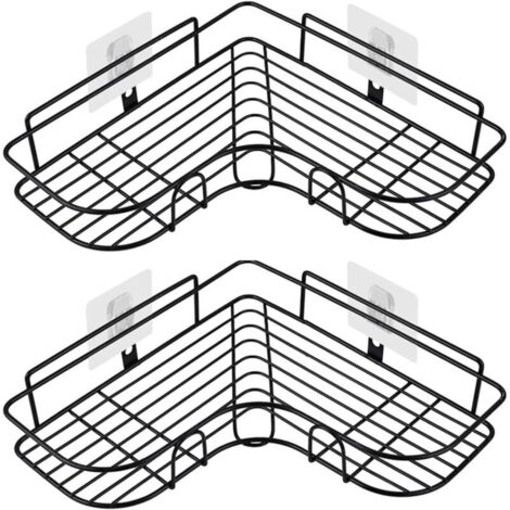 Étagère de salle de bain, panier de douche, étagère d'angle avec autocollant en acier inoxydable, accessoires de cuisine, étagère de salle de bain, étagère en V de salle de bain, lot de 2