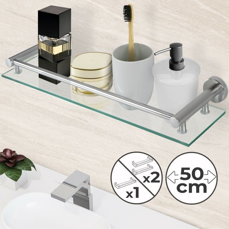 Tagère de salle de bain pour mur de verre monté sur mur et aluminium 5015cm