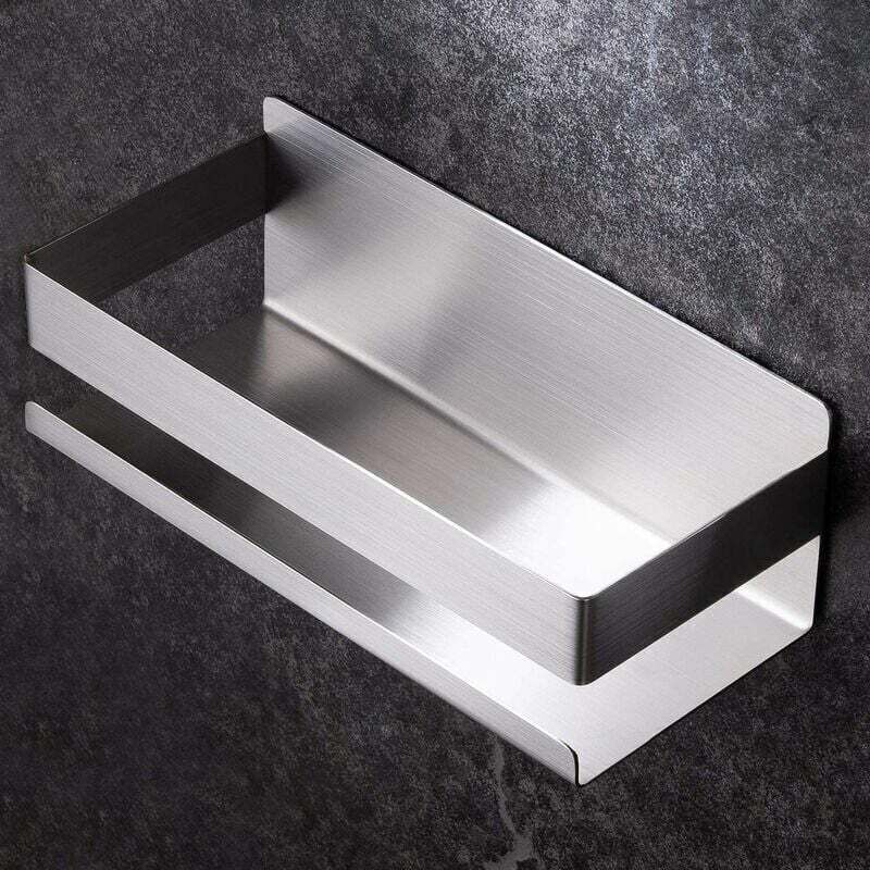 Étagère de salle de bain support de rangement en acier inoxydable argenté durable non poreux