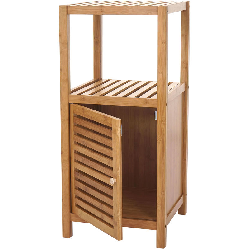 HHG - tagère de salle de bains 554, Armoire, Commode, Bambou, 80x36x34cm