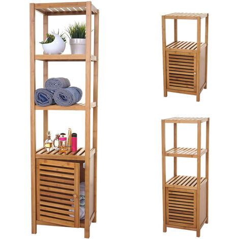 Étagère de salle de bains HWC-B18, Armoire, Commode, Bambou  140x36x34cm