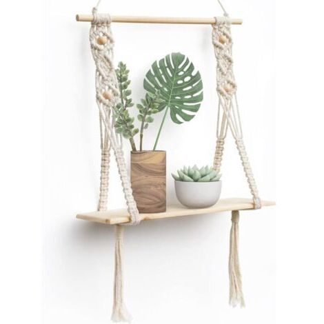 Etagère de Salon - Etagère Murale Bois Tassel Boho - 5060 CM, 1 jeu