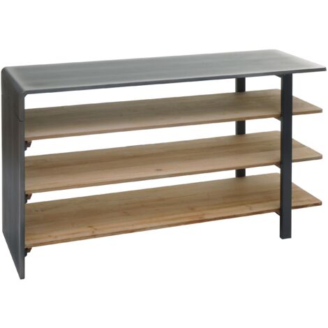 Etagère de séjour bibliothèque étagère à chaussures buffet en bois massif design industriel 72x119x40 cm 040006786