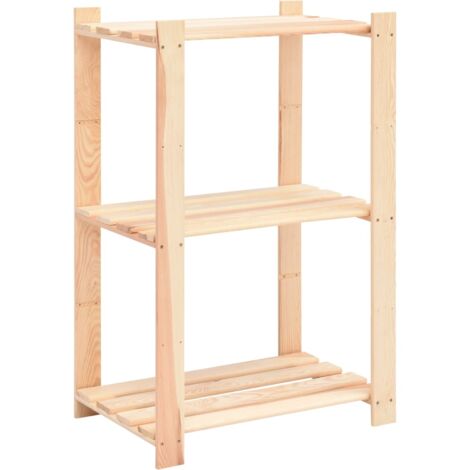 vidaXL 1/2/3/5/10x Pin Solide Etagère de Rangement à 3 Niveaux 150 kg Stockage