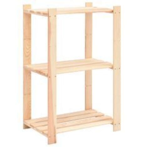 Étagère de stockage 3 niveaux 60x38x90 Pin solide 150 kg