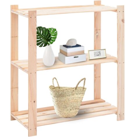 Étagère de stockage 3 niveaux 80x38x90 cm Pin solide 150 kg