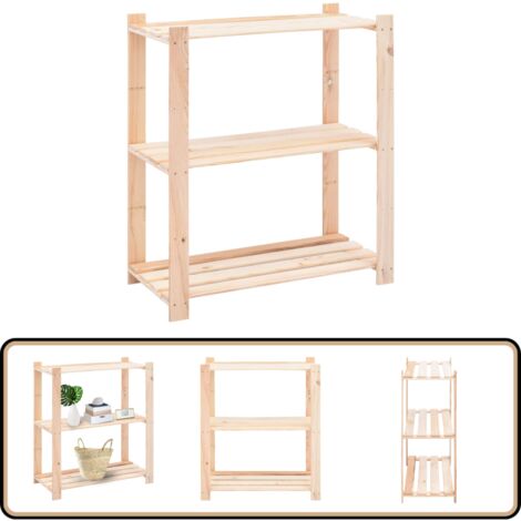 Étagère de stockage 3 niveaux 80x38x90 cm Pin solide 150 kg - Étagère De Rangement - Étagère Industrielle - Meuble De Rangement - Rangement Intérieur - Meuble Atelier