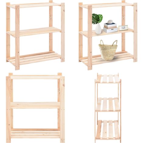 Étagère de stockage 3 niveaux 80x38x90 cm Pin solide 150 kg - Étagère De Rangement - Étagère Industrielle - Meuble De Rangement - Rangement Intérieur - Meuble Atelier - Home & Living