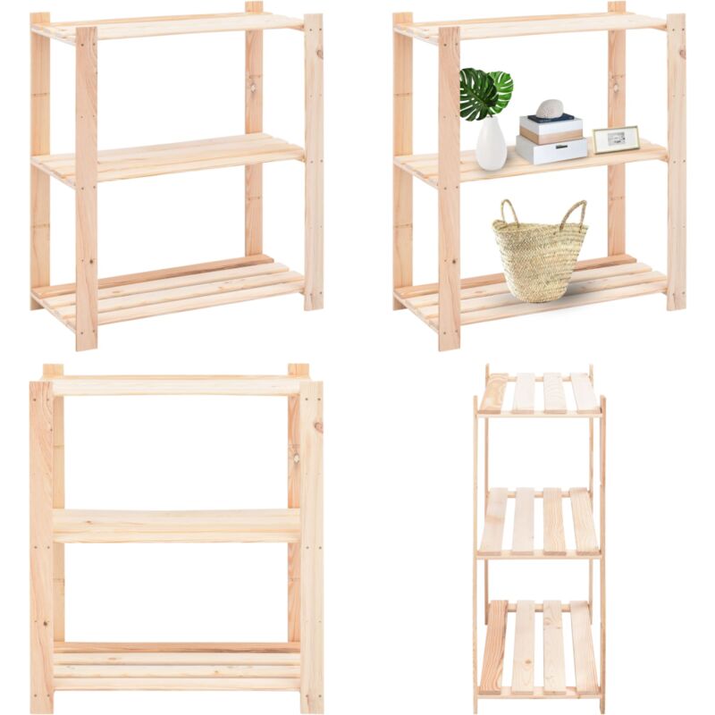 Tagère de stockage 3 niveaux 80x38x90 cm Pin solide 150 kg - Étagère De Rangement - Étagère Industrielle - Meuble De Rangement - Rangement Intérieur