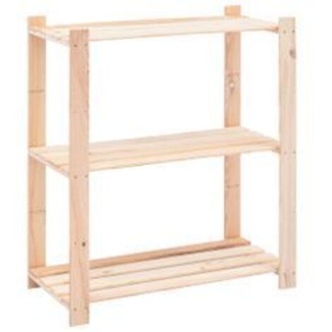 Étagère de stockage 3 niveaux 80x38x90 Pin solide 150 kg