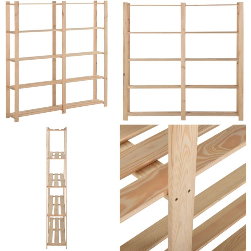 Étagère de stockage 5 niveaux 170x28,5x170cm Bois de pin massif - Meuble De Rangement - Étagère Industrielle - Rangement Intérieur - Étagère Bois